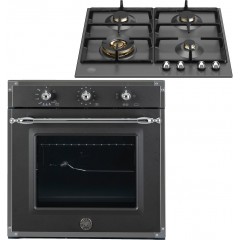 Bertazzoni F60 5 HER G K NE + P60 4L HER NE Φούρνος Αερίου άνω Πάγκου 76lt με Εστίες Αερίου Π59.5εκ.